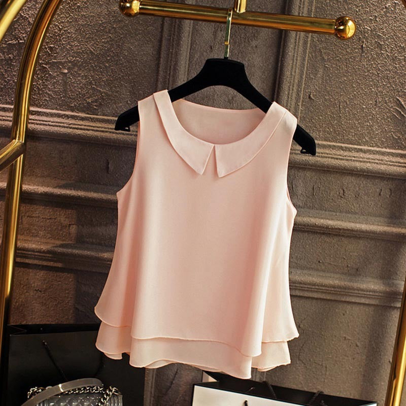 Chiffon V Neck Sleeveless Top Vest Chiffon Shirt Women