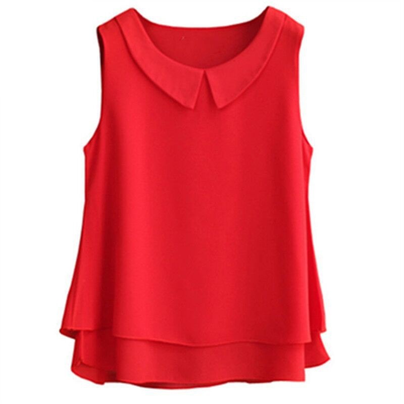 Chiffon V Neck Sleeveless Top Vest Chiffon Shirt Women