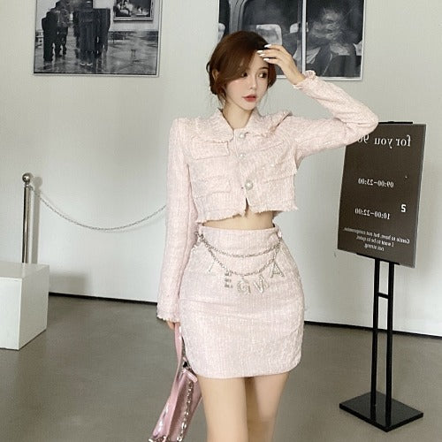 Spring And Summer New Style Small Fragrance Fashion Suit Bag Hip Skirt Suit Jacket Temperament Two-Piece Women's Western Style