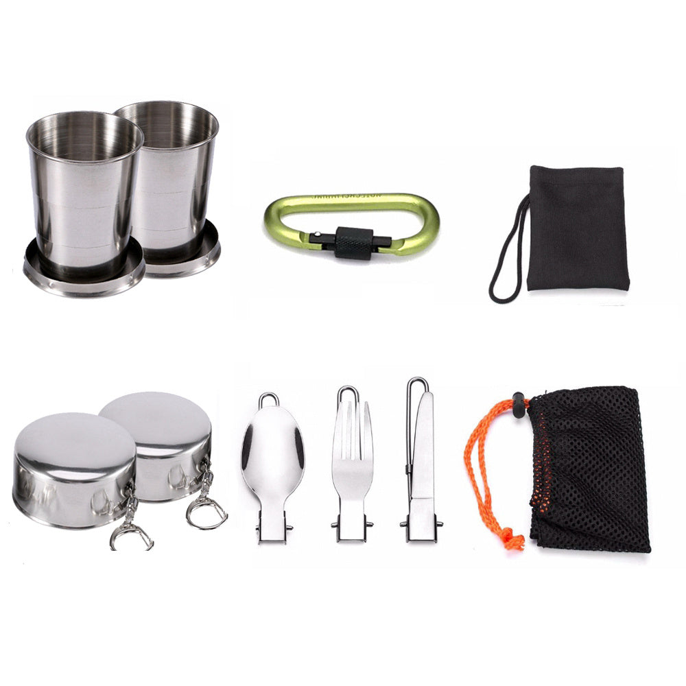 Compatible with Apple, 1 Conjunto Ao Ar Livre Panelas Panelas De Acampamento Piquenique Conjunto De Utenslios De Cozinha Antiaderente Com Colher Dobravel Garfo Faca Chaleira Copo