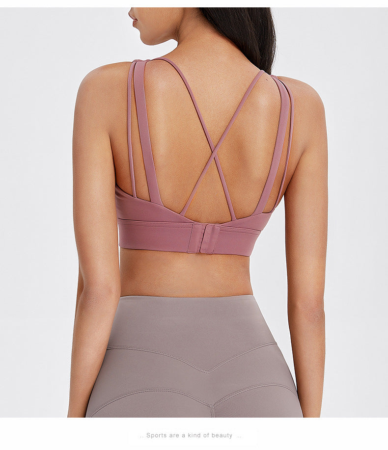 Nuovo reggiseno sportivo da corsa antiurto per fitness da donna, con fibbia posteriore, per yoga, intimo sportivo da donna, europeo e americano