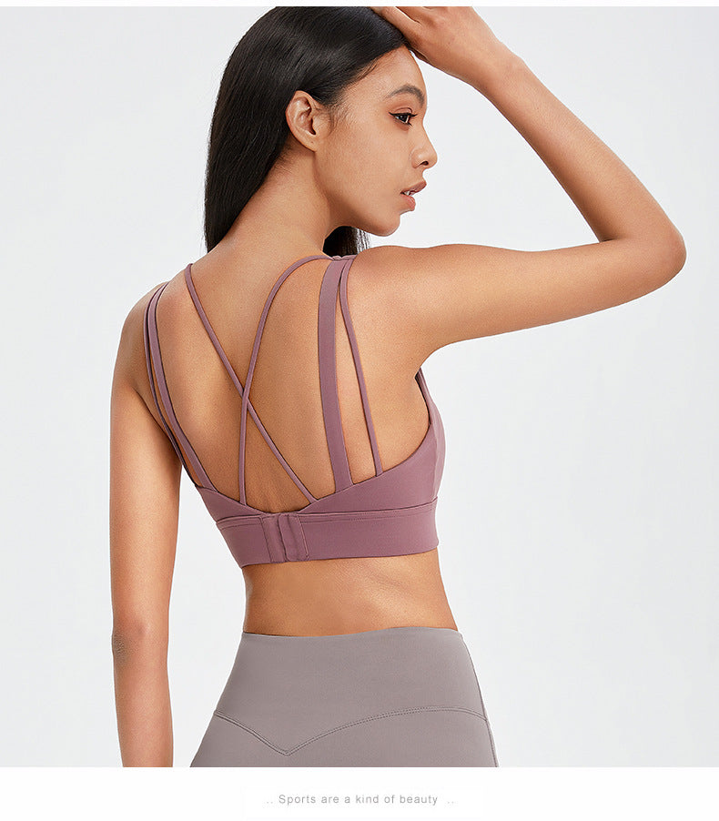 Nuovo reggiseno sportivo da corsa antiurto per fitness da donna, con fibbia posteriore, per yoga, intimo sportivo da donna, europeo e americano