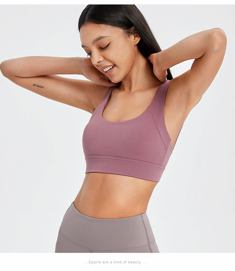 Nuovo reggiseno sportivo da corsa antiurto per fitness da donna, con fibbia posteriore, per yoga, intimo sportivo da donna, europeo e americano