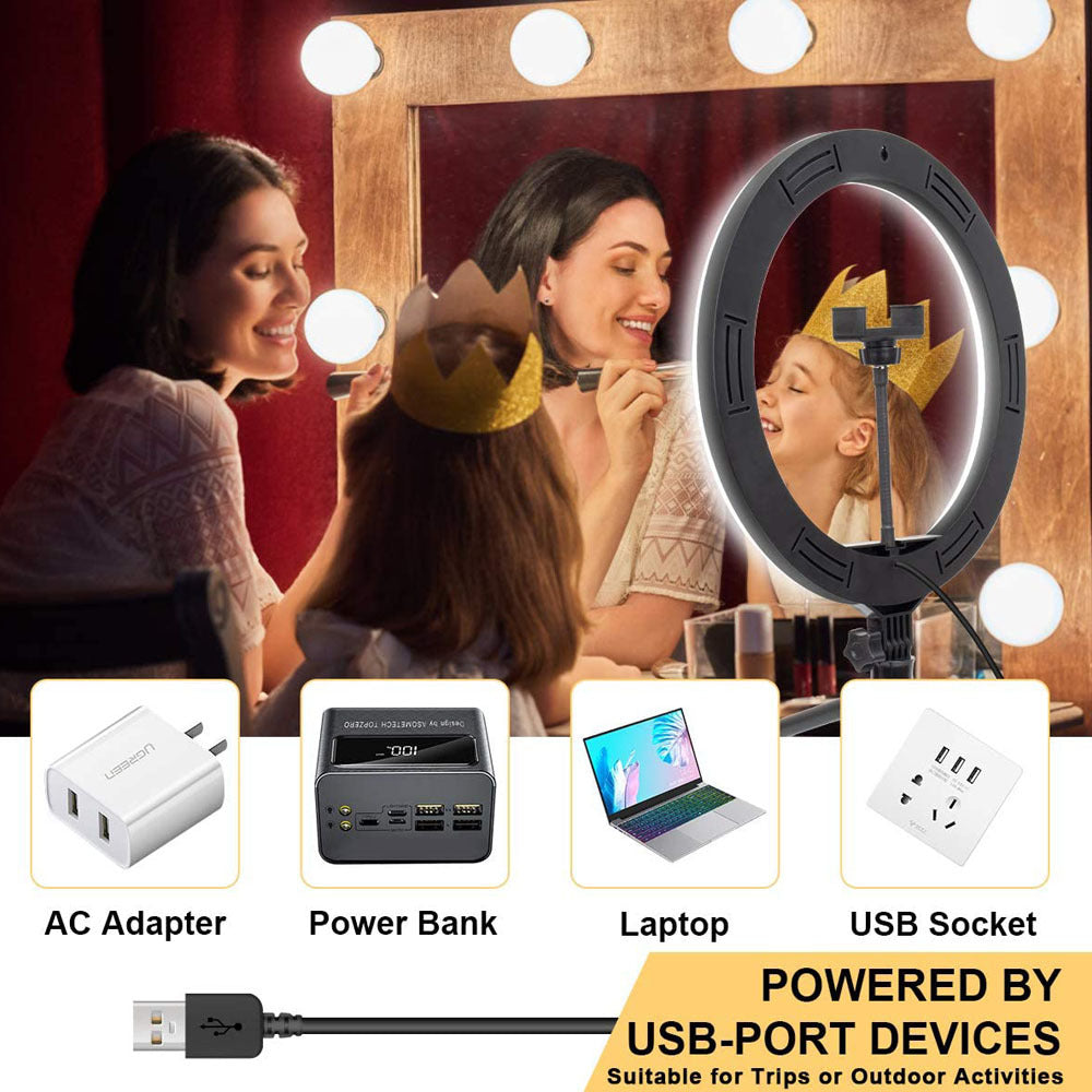 Compatible avec la pomme, la lumière vidéo, la lumière dimmable, la lumière de l'anneau à LED selfie, la lumière de l'anneau USB, avec une lumière du cadre du trépied