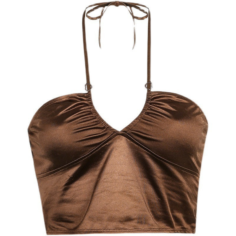 Sexy Satin Cross Halterneck Camisole Women