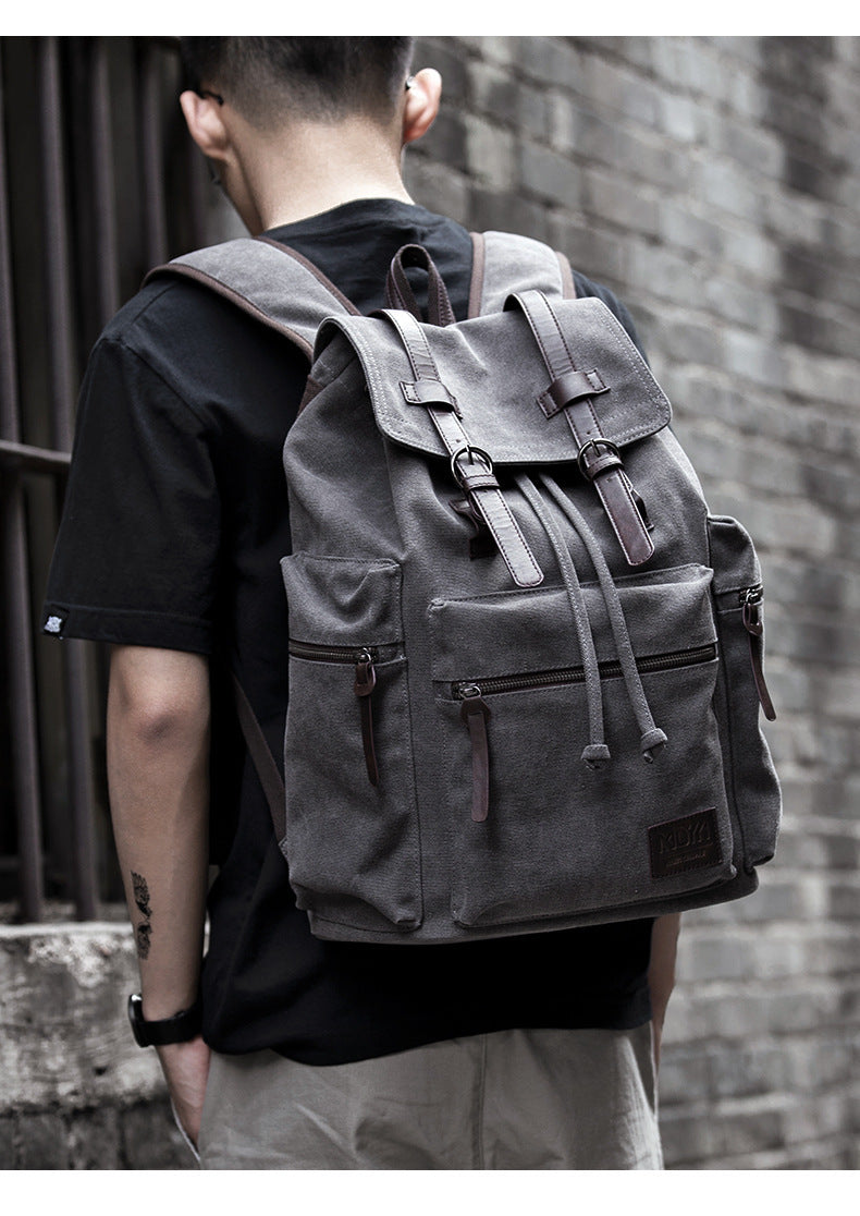 Canvas Backpack Men's Fashion Trend Casual Travel Bag