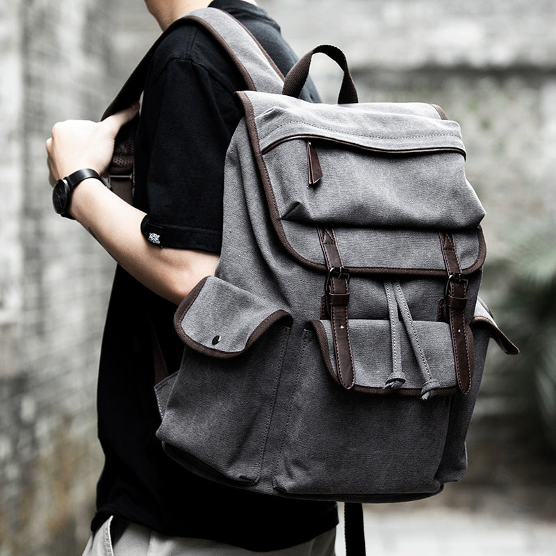 Canvas Backpack Men's Fashion Trend Casual Travel Bag