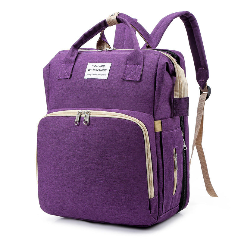 Neue faltbare schlafbare Mama -Tasche Multifunktionaler Mutter und Babybeutel Mom Bag Milchflaschen -Rucksackwindel Rucksack