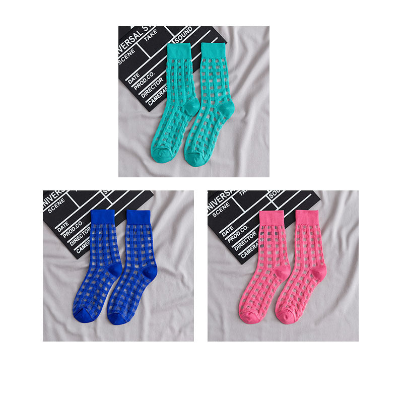 Korean Candy Color Glass Silk Crystal Socks