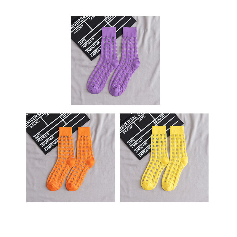 Korean Candy Color Glass Silk Crystal Socks