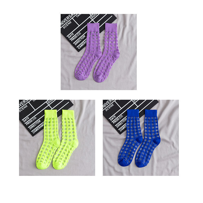 Korean Candy Color Glass Silk Crystal Socks