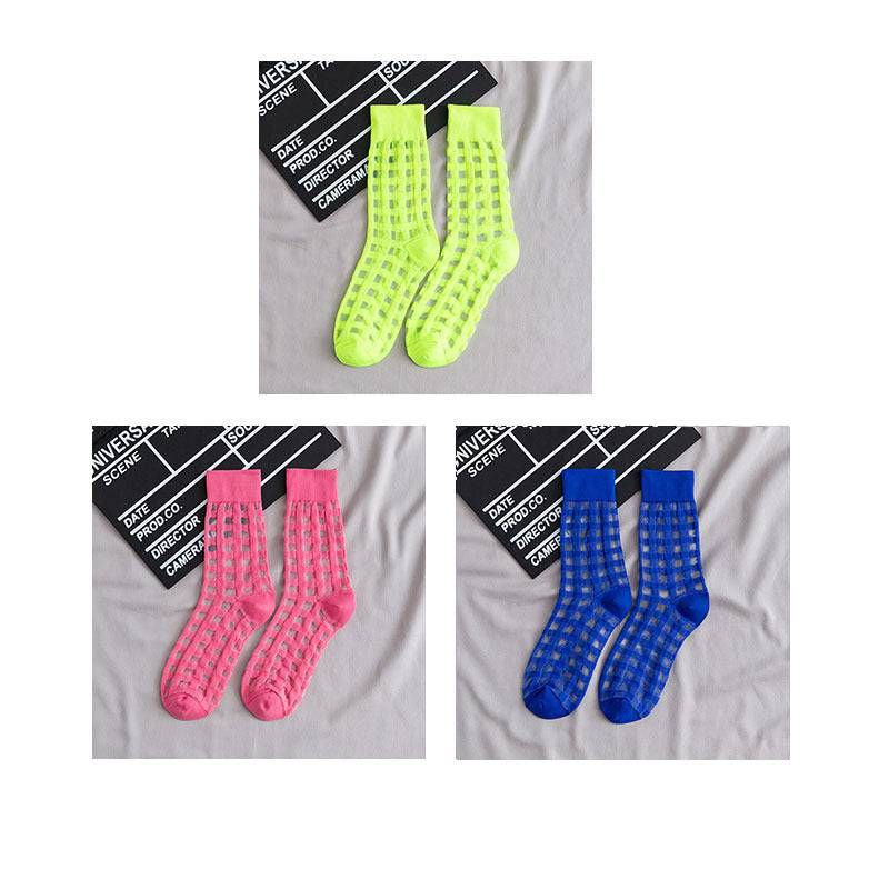 Korean Candy Color Glass Silk Crystal Socks