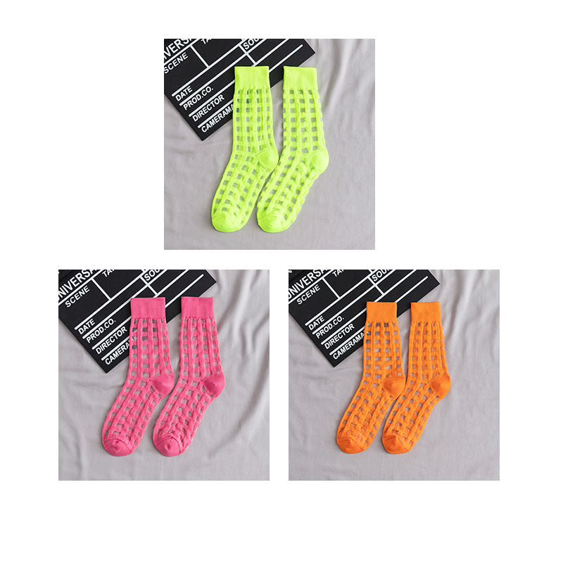 Korean Candy Color Glass Silk Crystal Socks