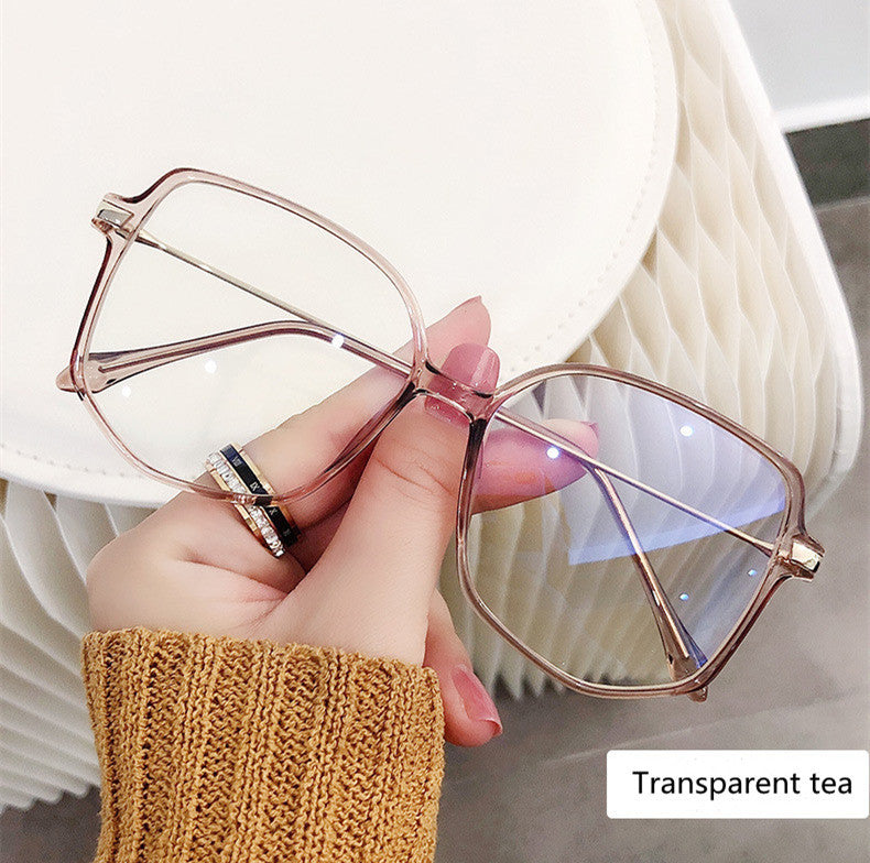 Anti-blue Light Flat Mirror Ladies Retro Big Frame Glasses Frame