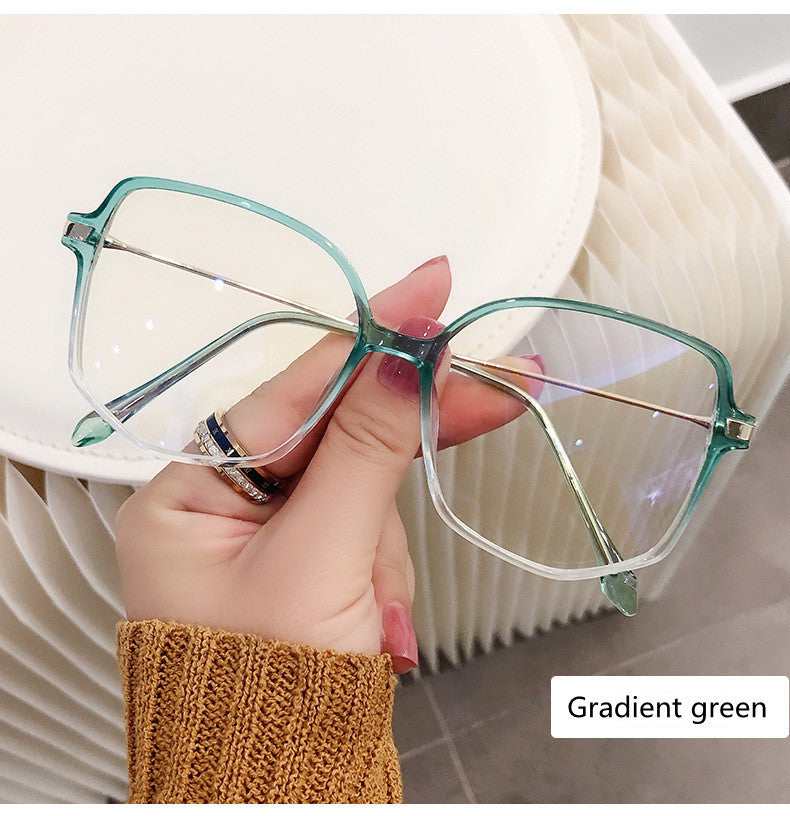 Anti-blue Light Flat Mirror Ladies Retro Big Frame Glasses Frame