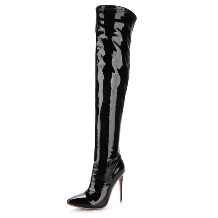 High-heeled Patent Leather Over-the-knee Boots Women's Boots