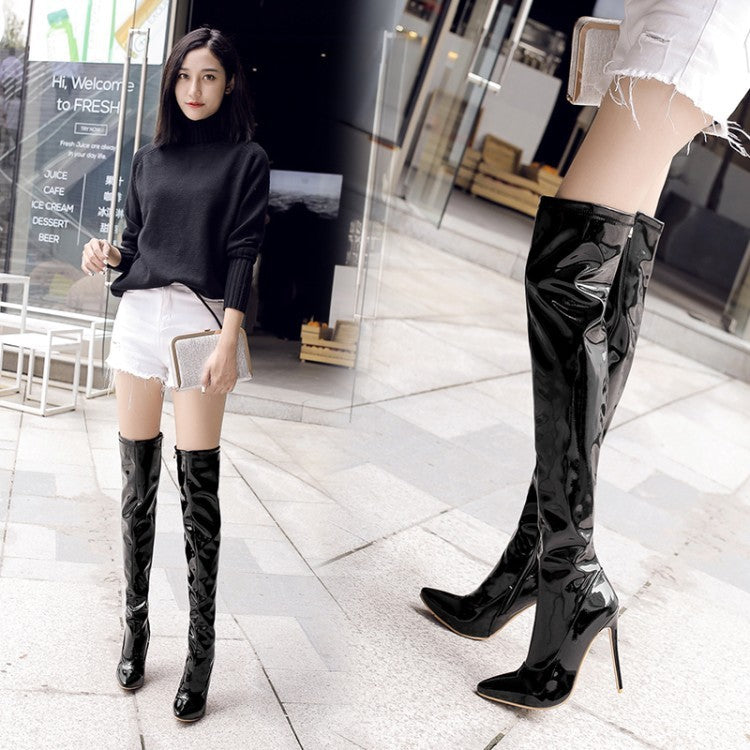 High-heeled Patent Leather Over-the-knee Boots Women's Boots