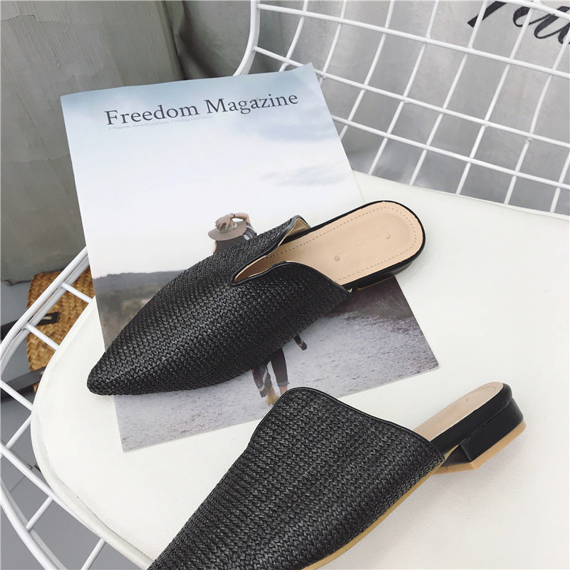 Summer New Style Baotou Fashion Casual Foreign Trade Shoes Large Size Flat Female Half Slippers