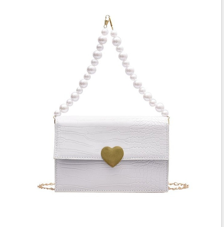 Pearl chain small square bag