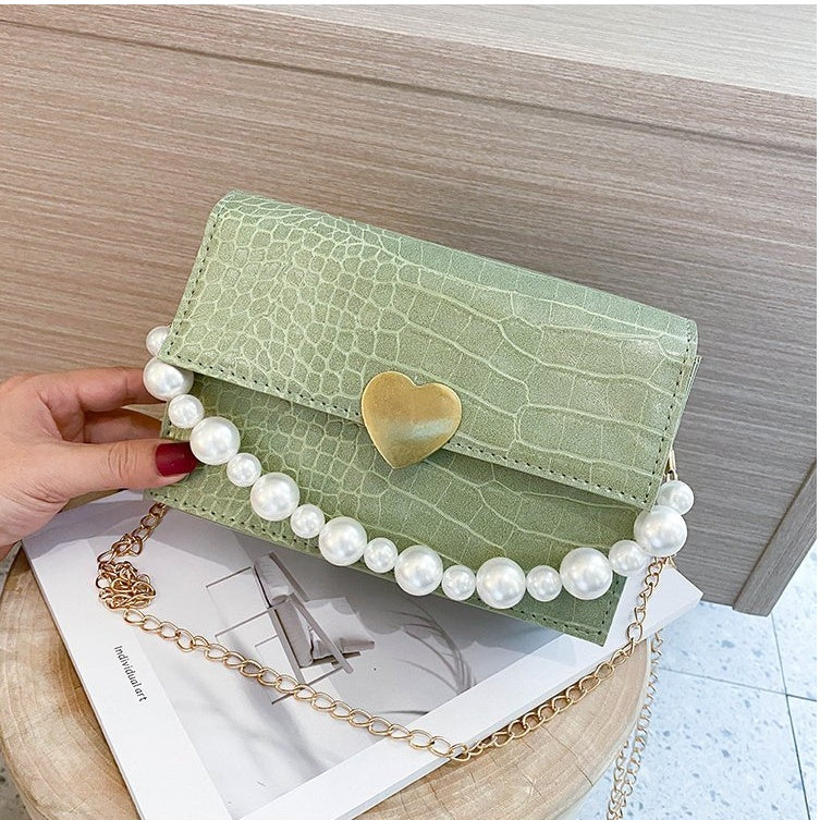 Pearl chain small square bag