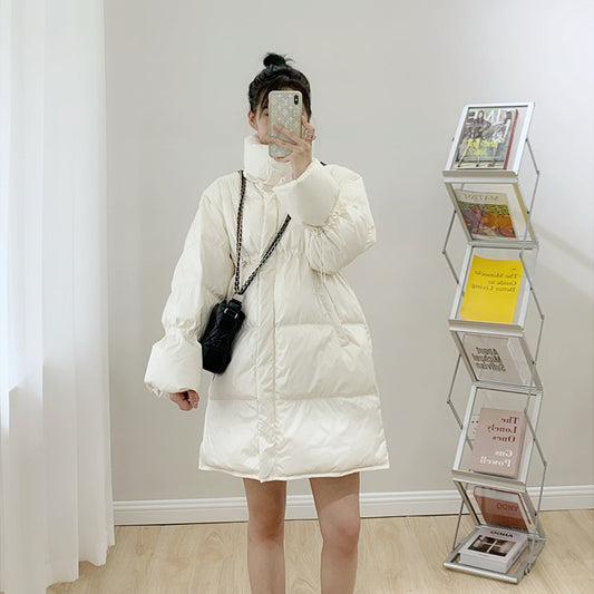 White duck down bread jacket with waist