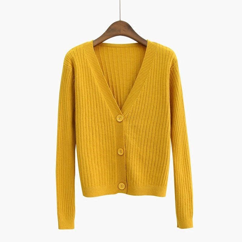 V-neck knitted cardigan jacket