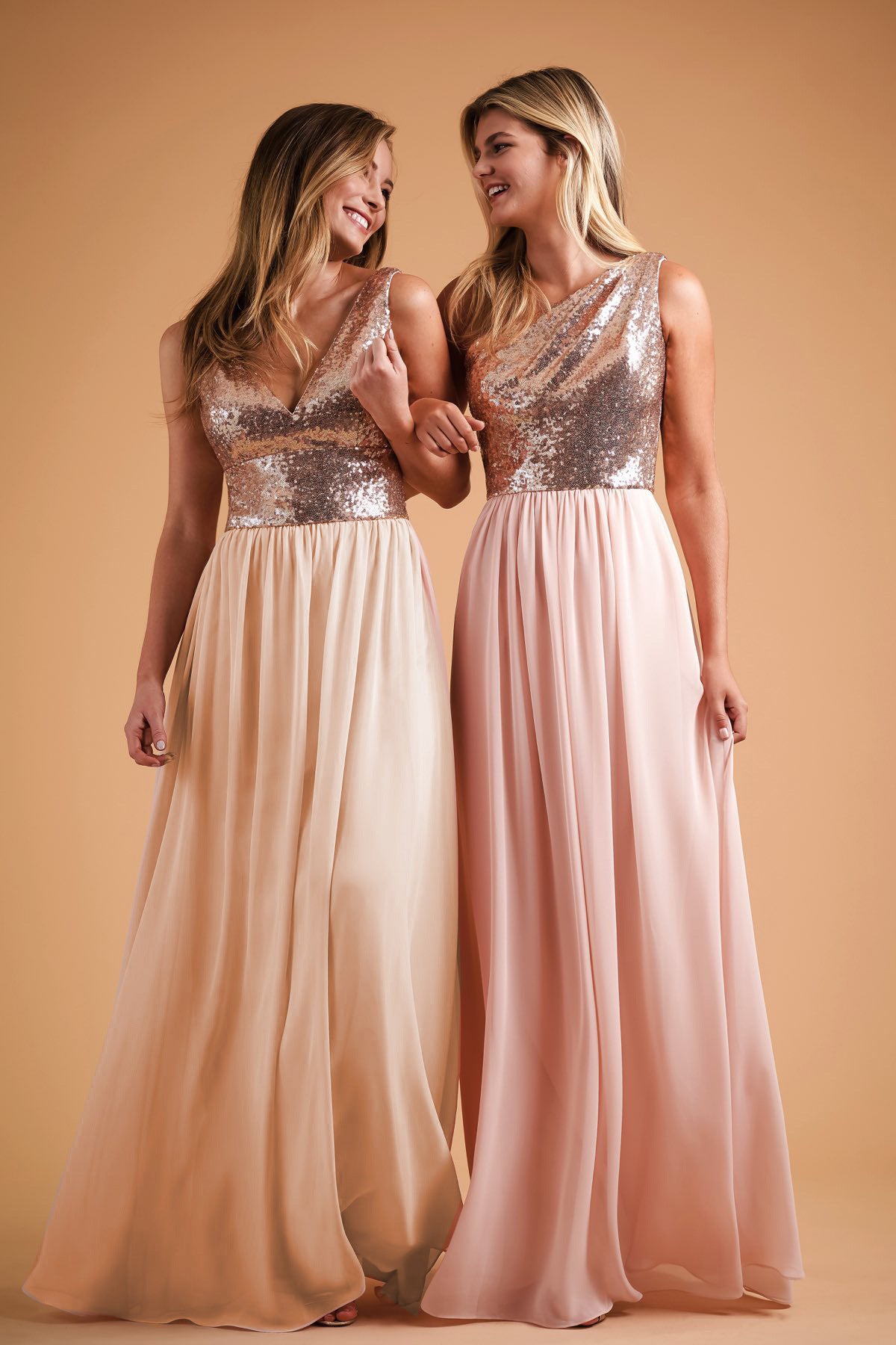 Sleeveless V-Neck Wedding Bridesmaid Dress