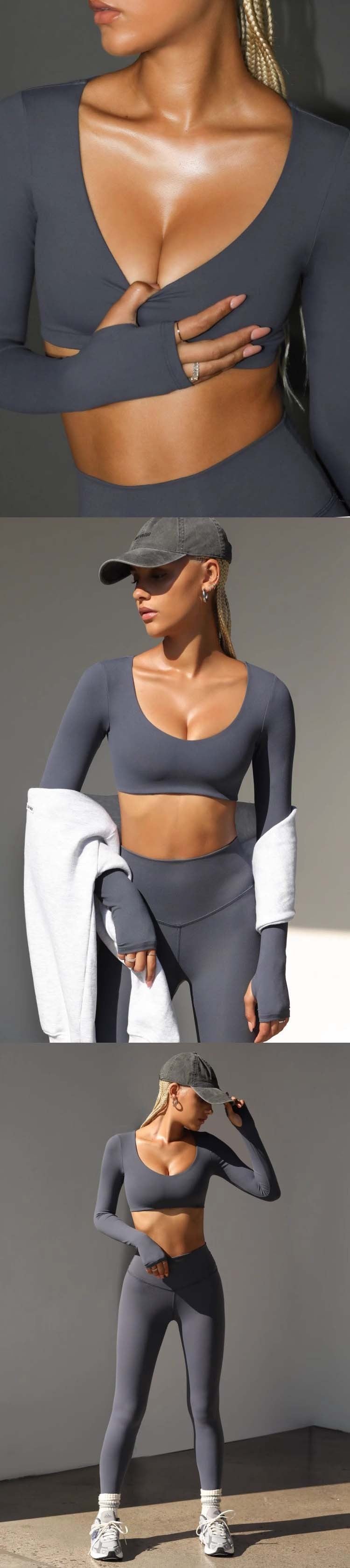 Autumn And Winter New Nude Feel Yoga Clothes Long Sleeve Women