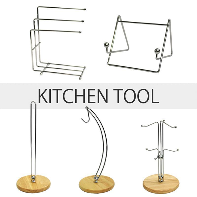 Kitchen Iron Solid Wood Base Banana Rack