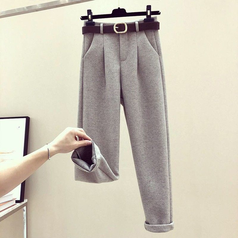 Winter Women's Woolen Coat Sweater Pants Three-piece Set