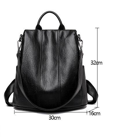 Women's Fashion Cattlehide Leather Anti-theft Multifunctional Backpack