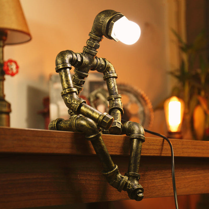 Roboter Tischlampe Vintage Loft Eisenrohr Schreibtischlampe Industrielle Led Tischlampen Für Nachttisch Cafe Innen Retro Dekor Leuchten