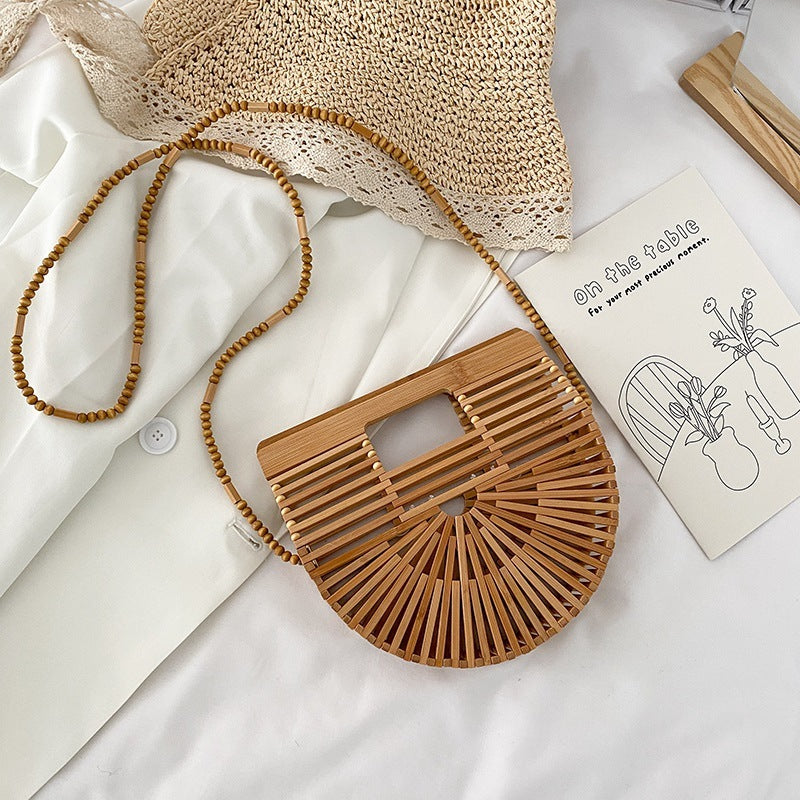 Bamboo Woven Bag Rattan Creative Beach Handbag Women