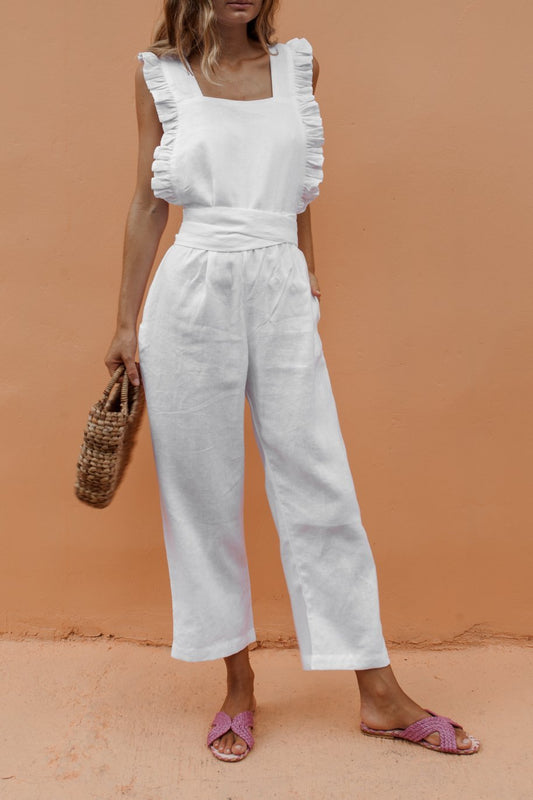 Sleeveless lace-up jumpsuit