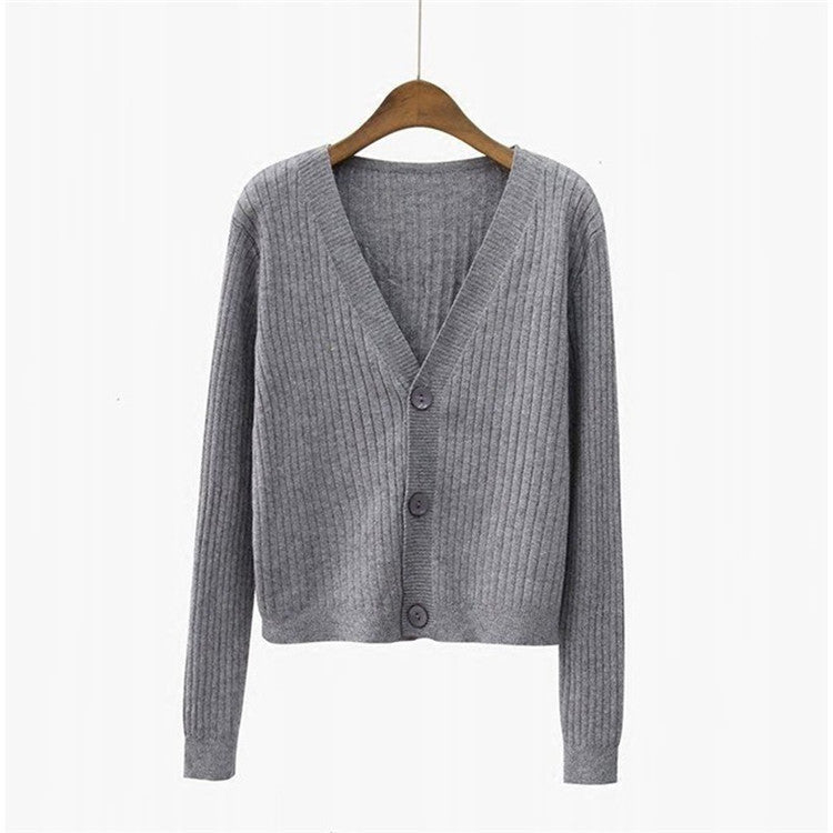 V-neck knitted cardigan jacket