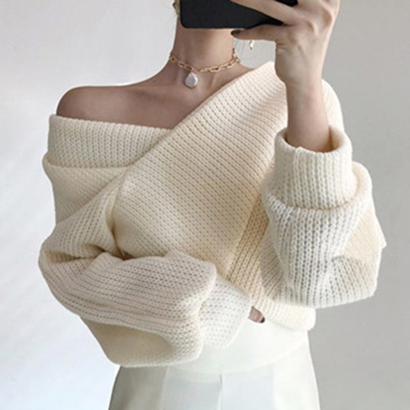 Cross V-neck sexy sweater