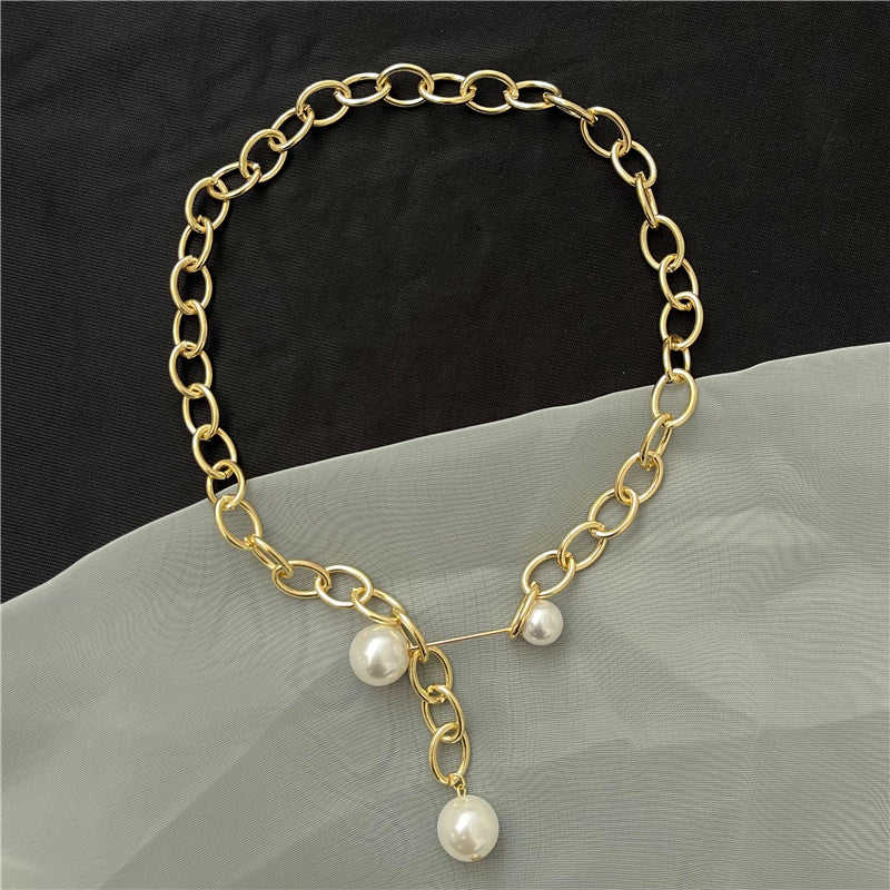 Light Luxury Niche Ins Simple Baroque Pearl Necklace Female Wild Temperament Retro