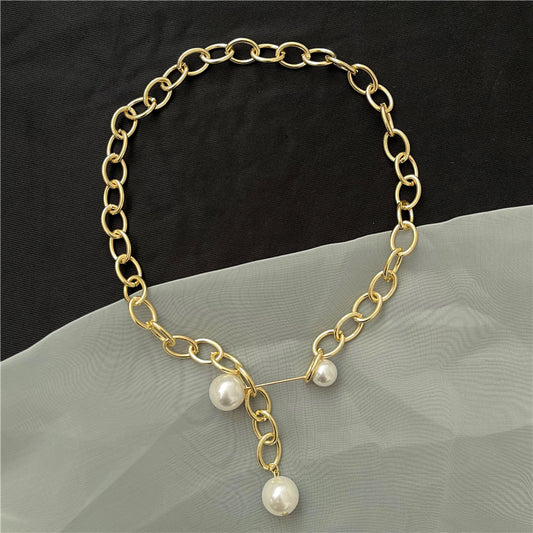 Light Luxury Niche Ins Simple Baroque Pearl Necklace Female Wild Temperament Retro