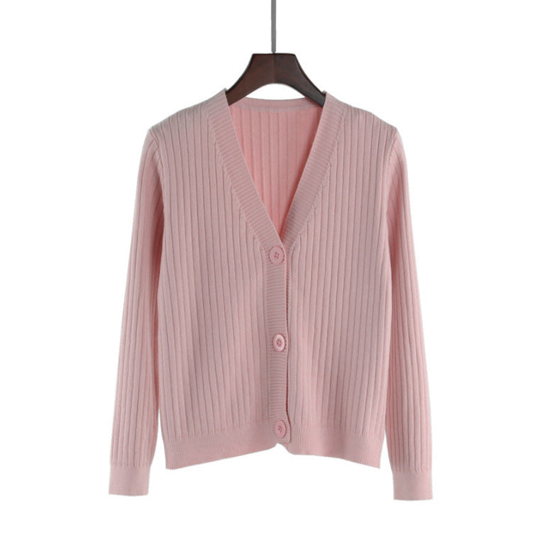 V-neck knitted cardigan jacket