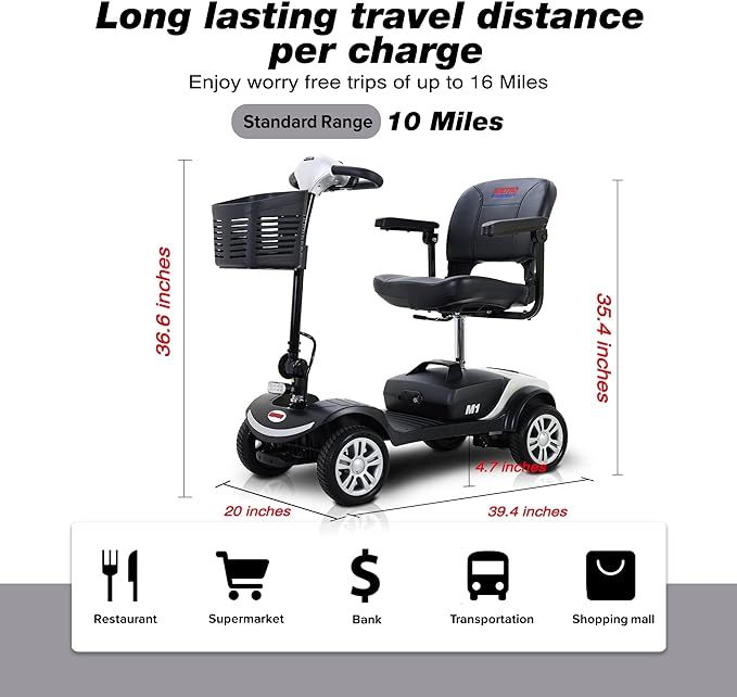 4 Wheel Mobility MiniAuto for Seniors Compact Compact Mobile Mobility Mobility Scooters Electric Powered Woelchair Device for Travel Adults Afelly