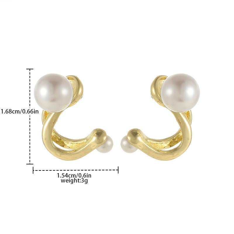 Fashionable And High-end Pearl Earrings, French Niche Retro Light Luxury Earrings, Women's Simple And Versatile Pearl Earrings