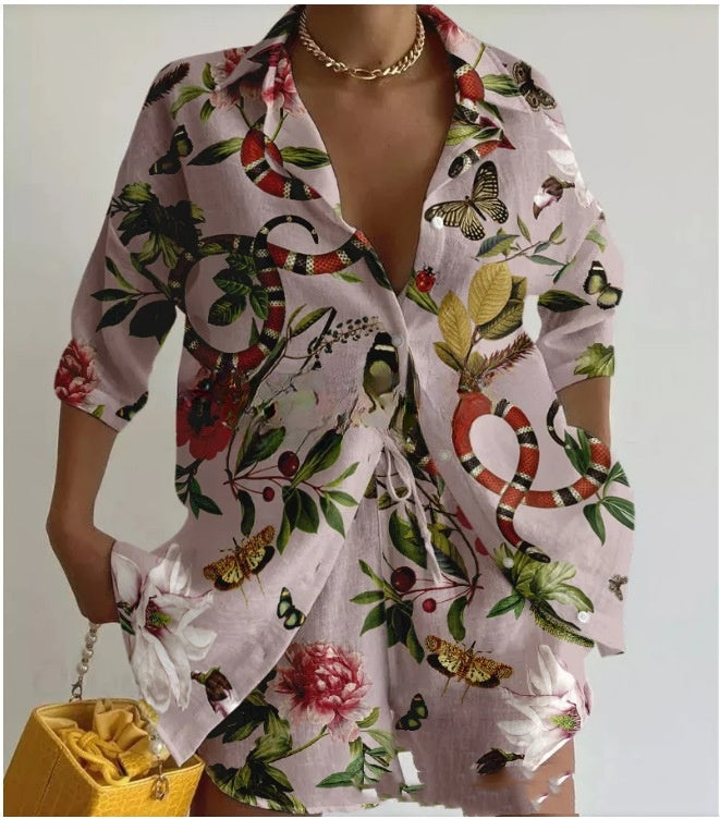 Summer Vacation Printing Suit Casual 2-piece Set