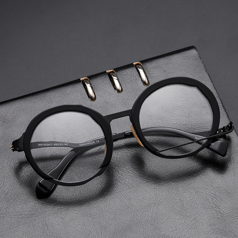 Can Be Equipped With Degrees Large Frame Fashion Round Frame Metal Spectacle Frame