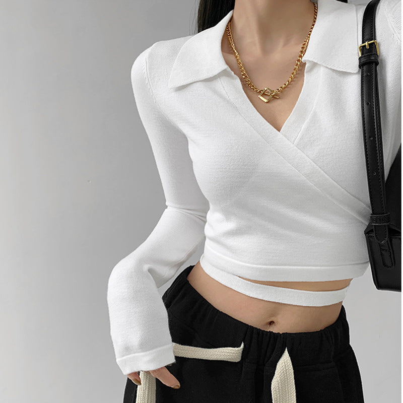 Women's Waist Cross Strap Bottoming Shirt