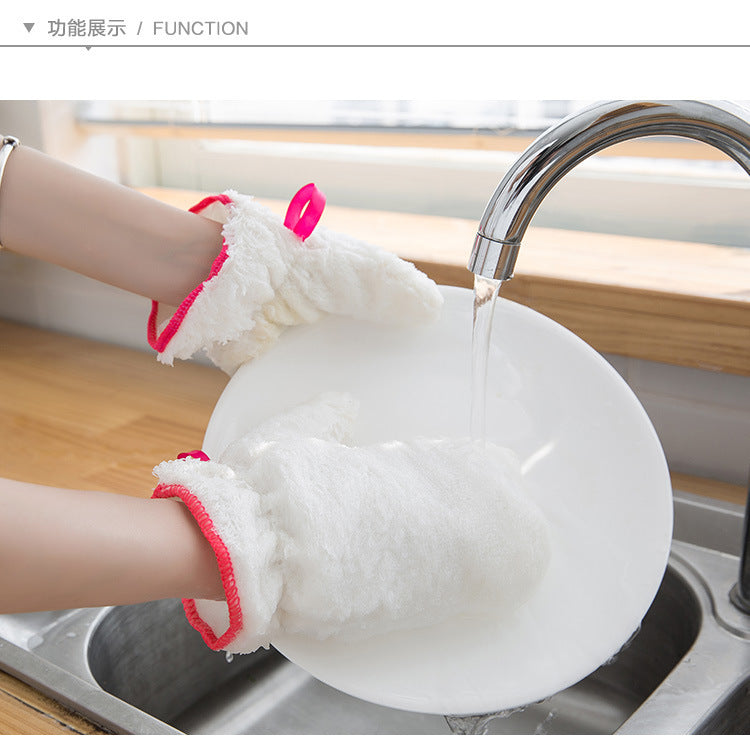 Bamboo Fiber Dishwashing Gloves Kitchen Cleaning