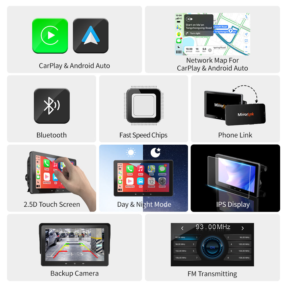 7 Auto Wireless Carplay Display Zigaretten anzünder schnitts telle saugnapf universel