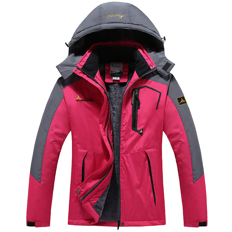 Female Shell Jacket Plus Size Fleece-lined Thicker Windproof Riding