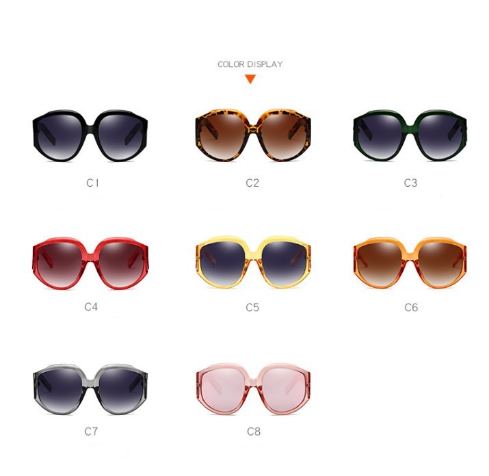 New Arrival Oversize Women Round Sun Glasses Fashion Ladies Olive Frames Glasses