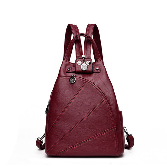 Soft leather anti-theft backpack