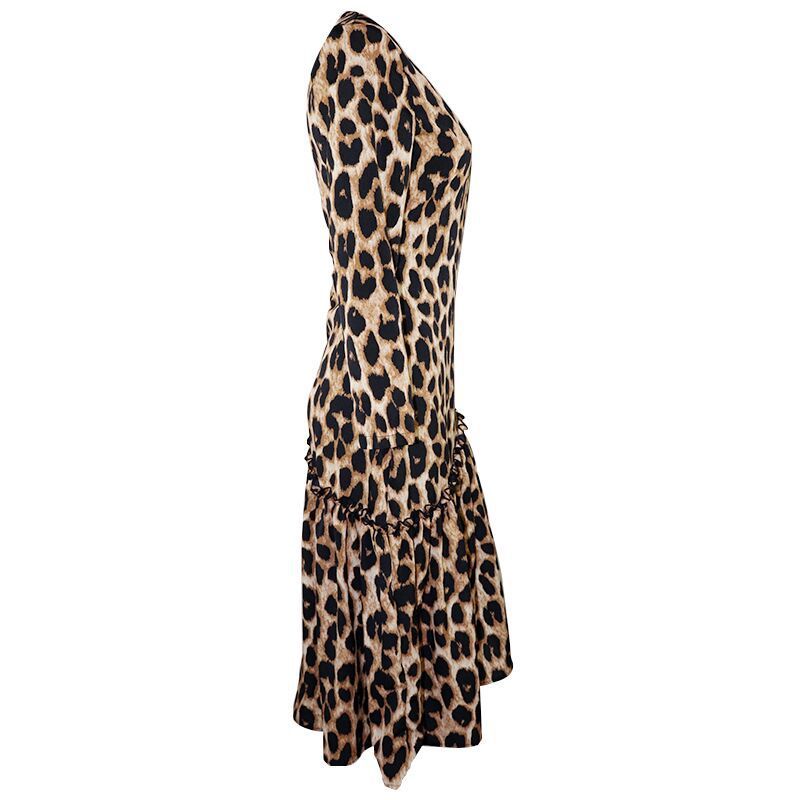 Leopard print V-neck casual dress